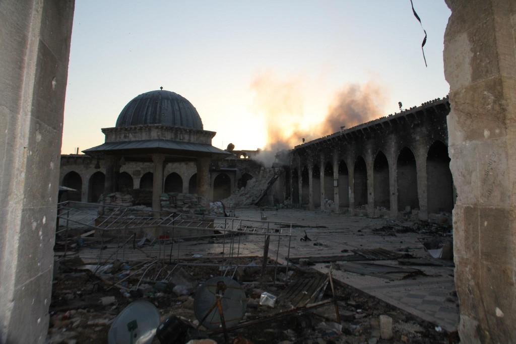 Los restos del alminar de la Mezquita de los Omeyas, Aleppo. Abril 2013. Derechos de autor: Lente de Halabi joven